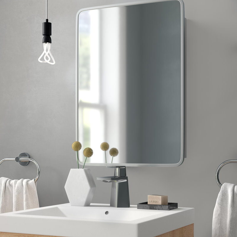 Wrought Studio Barone Rounded 16" x 22" Recessed Framed Medicine